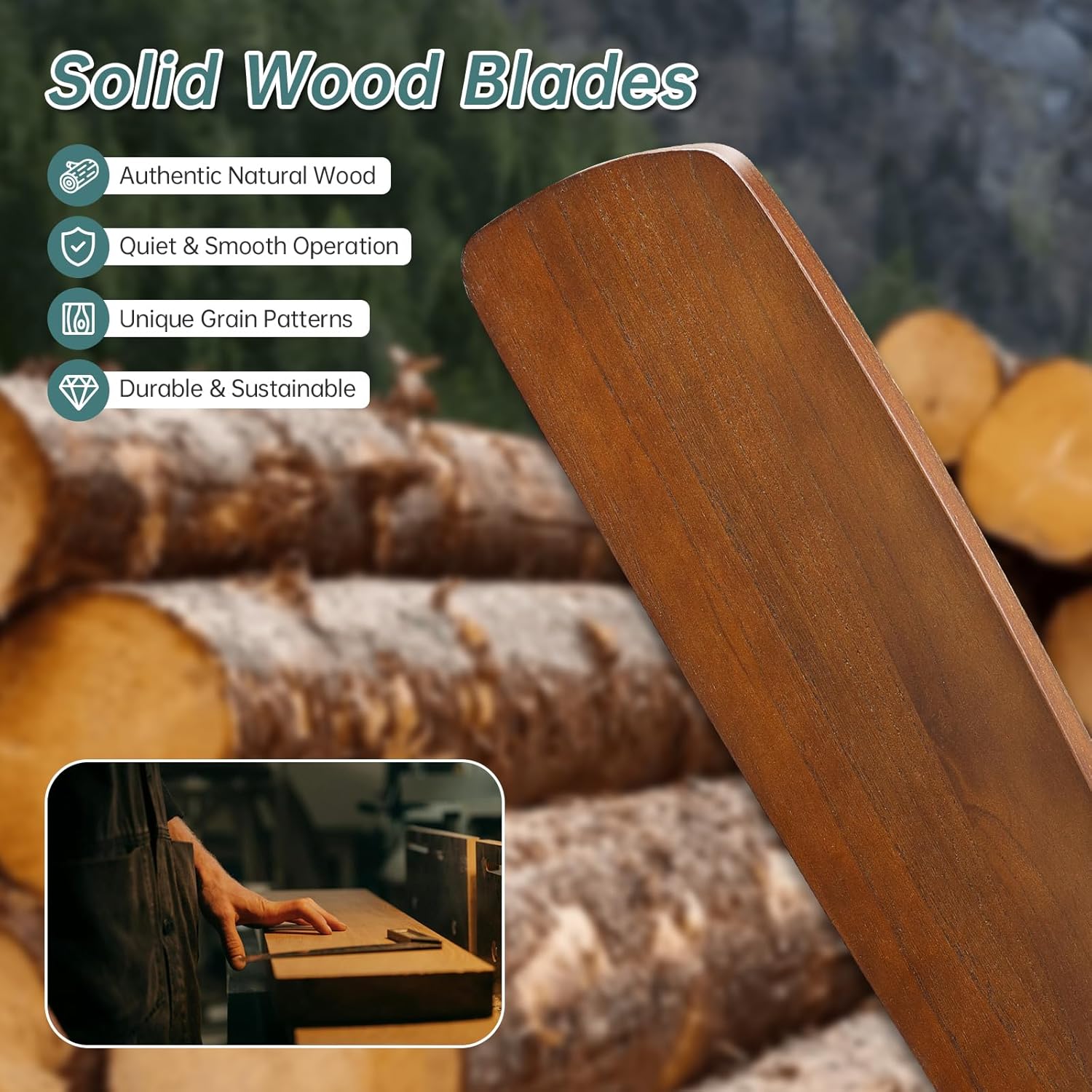 Sofucor Ceiling Fans with Lights 52 Inch Flush Mount Ceiling Fan with Remote Control, Wood Blades Modern Outdoor Ceiling Fans for Bedroom/Farmhouse/Patio/Indoor, Quiet DC Motor - Image 6