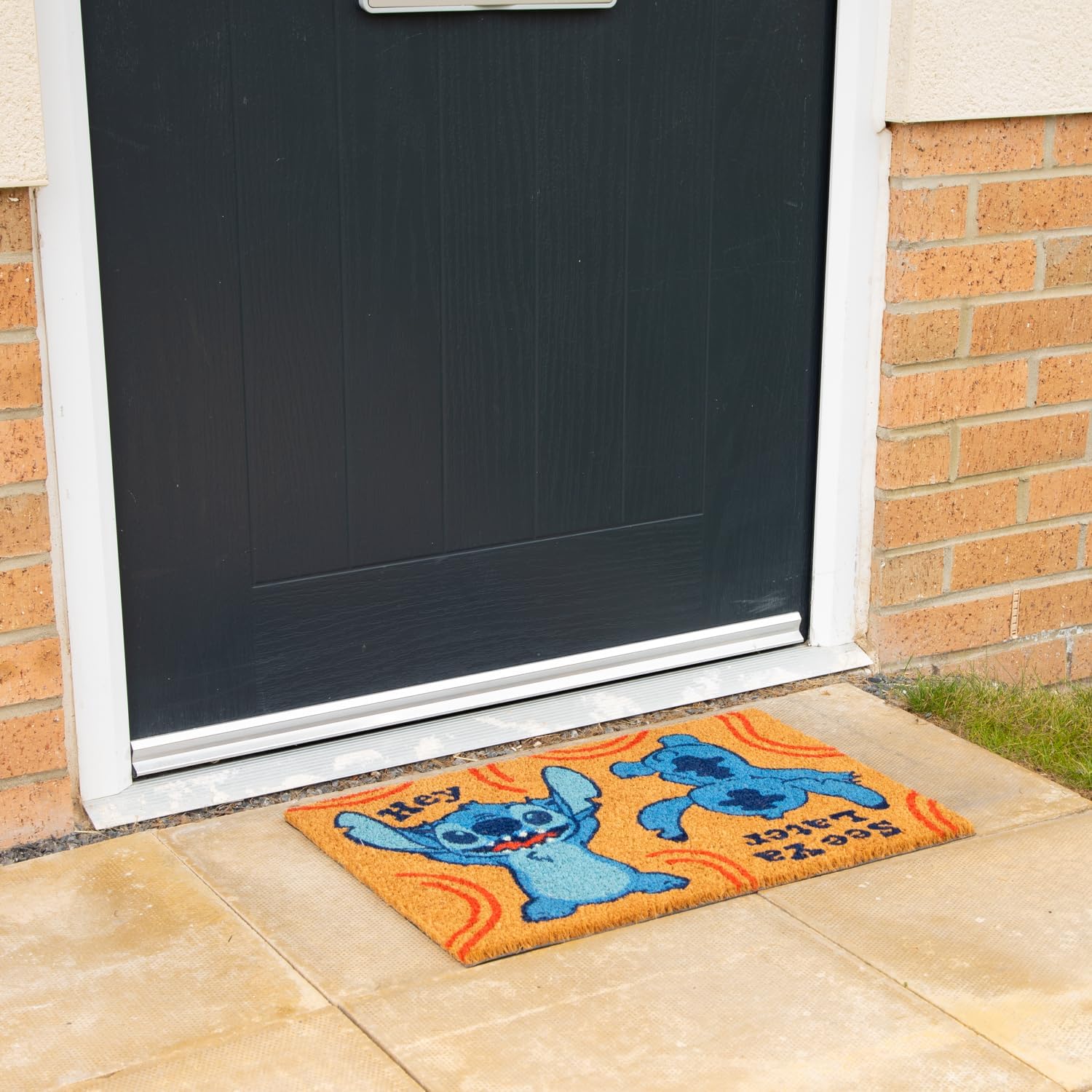 Pyramid International Disney Lilo and Stitch Door Mat (Hey See Ya Later Design) Coir Doormat, Outside and Inside Door Mat 40cm x 60cm - Official Merchandise, Black