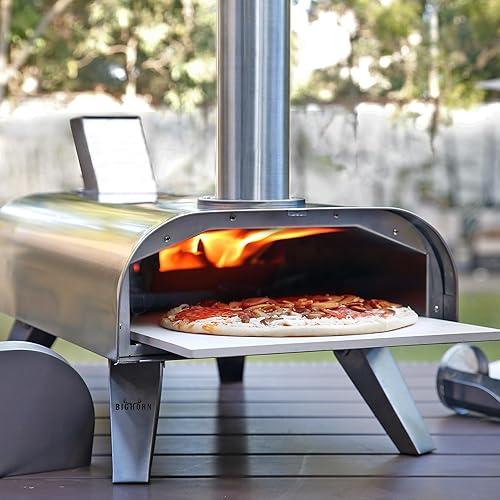 Miniatura 7 de BIG HORN OUTDOORS Hornos de pizza de pellets de madera de 12 pulgadas, horno de pizza de cocina portátil de acero inoxidable para pizza, parrilla