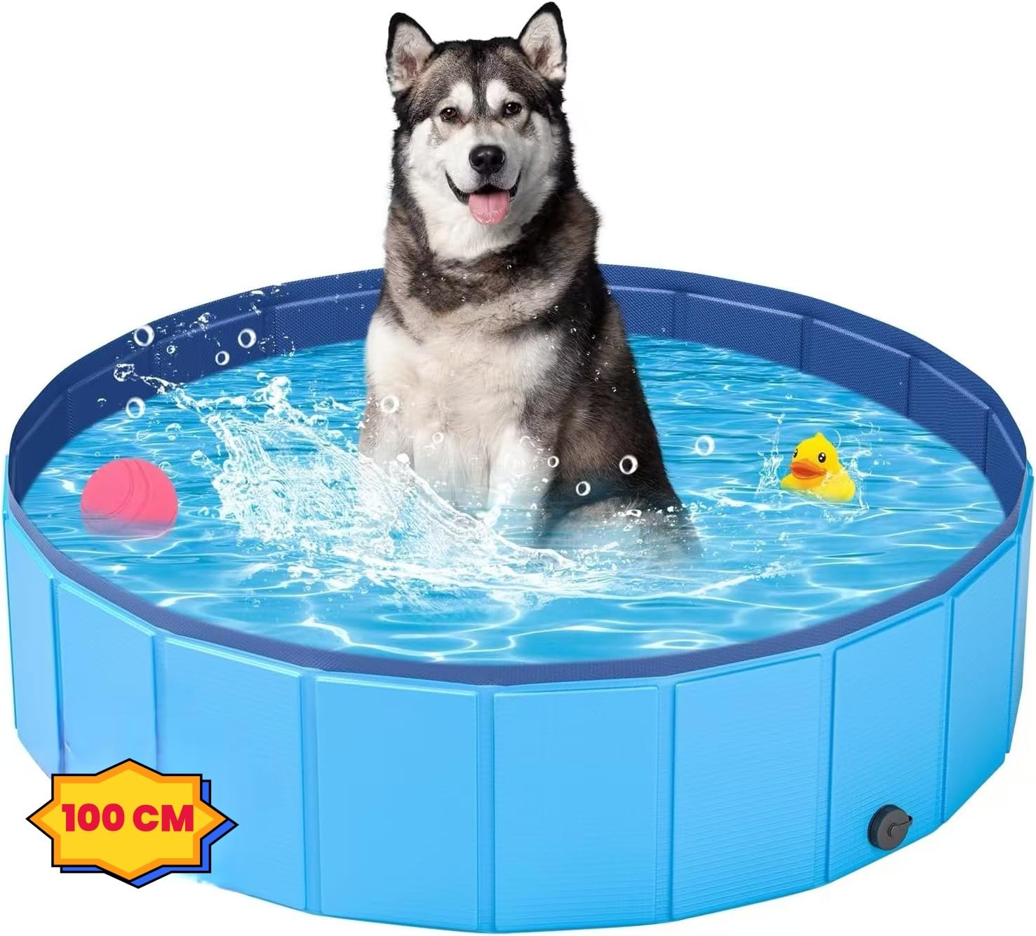 Foldable Dog Pool, Portable Dog Pet Bath Tub for Large Medium Small Dogs and Cats, Collapsible Pet Swimming Pool for Indoor Outdoor (100 * 30 CM)