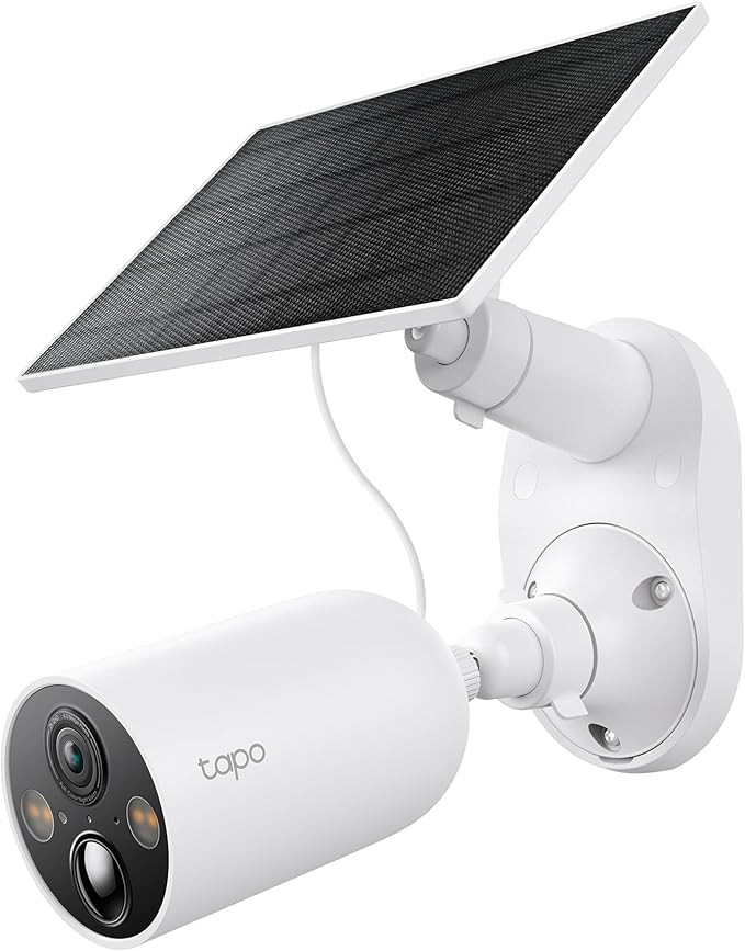 TP-Link 𝗧𝗮𝗽𝗼 SolarCam 2K, Outdoor Battery Camera w/Solar Panel Base, Wireless Camera, 2K QHD, 150° Super-Wide FOV, Free Person/Vehicle/Pet Detection, SD/Cloud Storage, Starlight Color Night Vision
