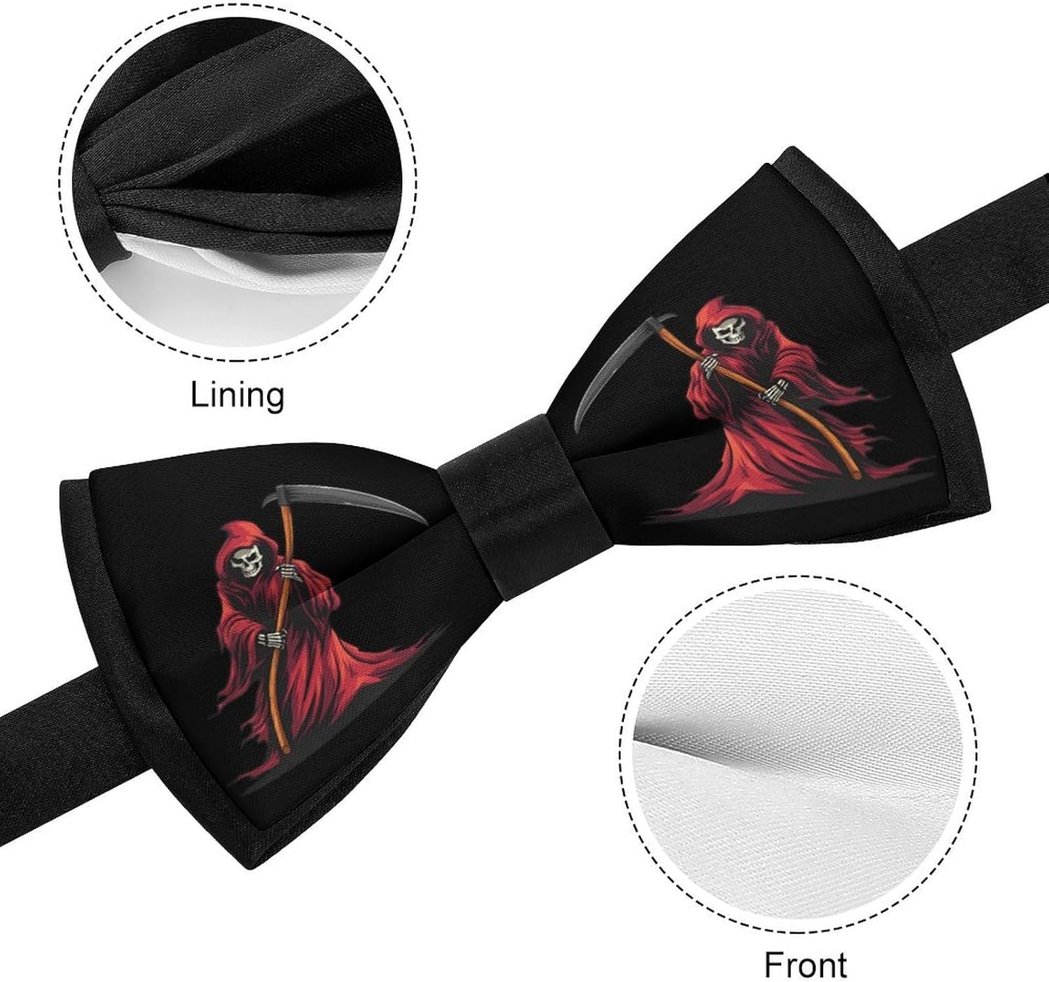 Grim Reaper Novelty Men's Bow Tie Pre-tied Adjustable Bowtie Accessories for Wedding Party