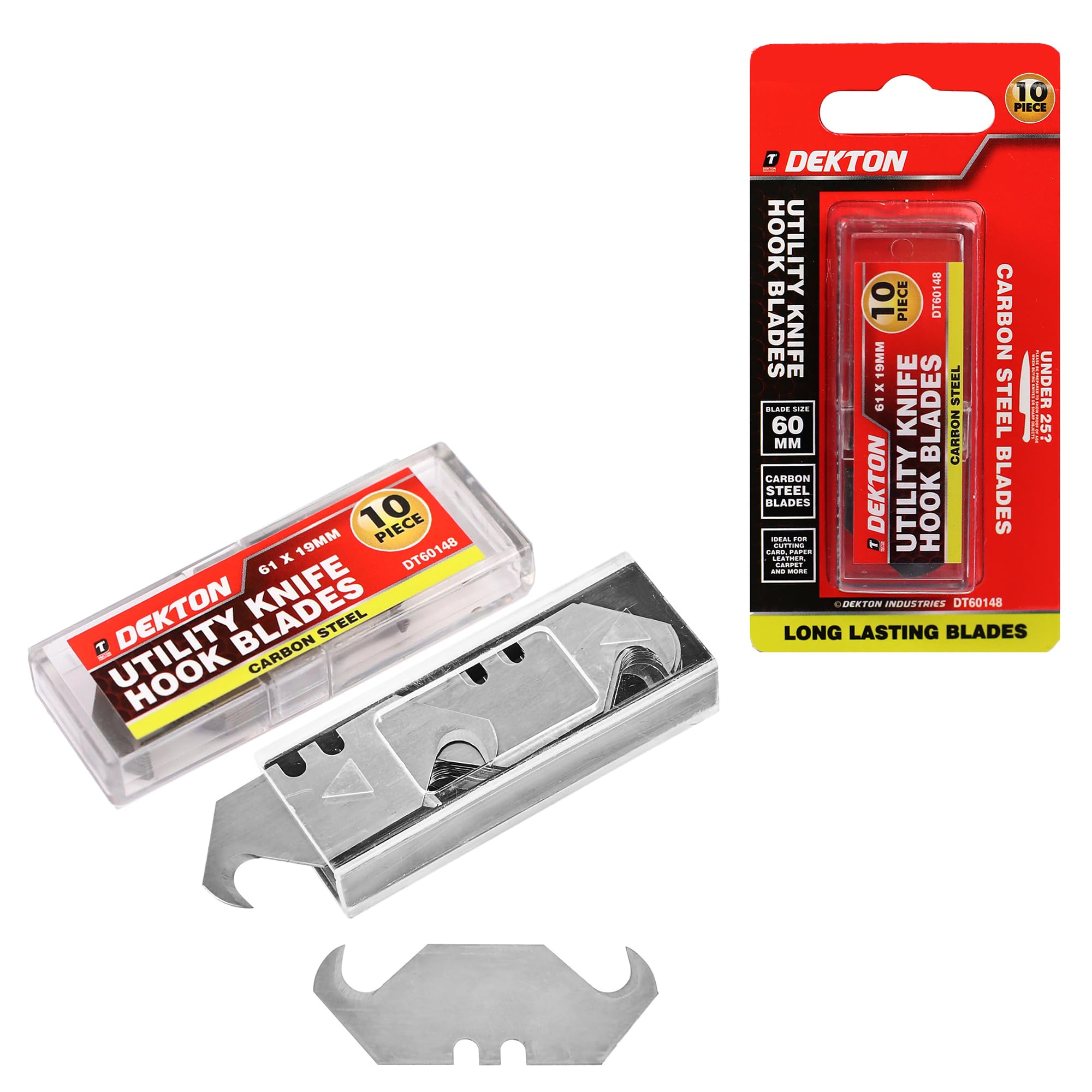 Dekton Silver 10Pc Hook Blade Set | Ideal For Precision Cutting, Carpet Installation, And More | Durable Steel Construction | Versatile Blades For Various Applications | Compatible With Most Utility Knives