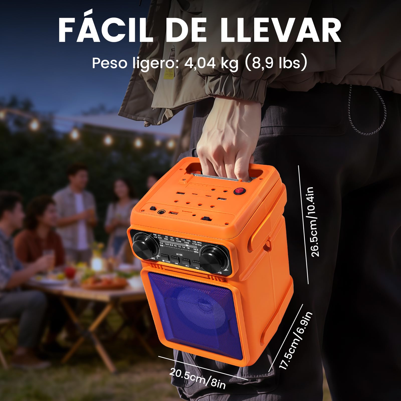 Stoccaggio di energia con sistema audio e karaoke, 24000 mAh, alimentato da pannelli solari, karaoke all'aperto/campeggio/festa