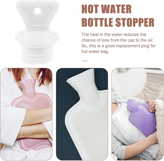 Healeved 2pcs Hot Water Bag Stopper Rubber Hot Water Bottle Cap Plastic Hot Water Sack Plug Anti-Leak Hot Water Bottle Bag Sealing Plug Replacement for Warm Water Bag