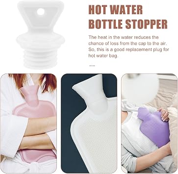 Healeved 2pcs Hot Water Bag Stopper Rubber Hot Water Bottle Cap Plastic Hot Water Sack Plug Anti-Leak Hot Water Bottle Bag Sealing Plug Replacement for Warm Water Bag