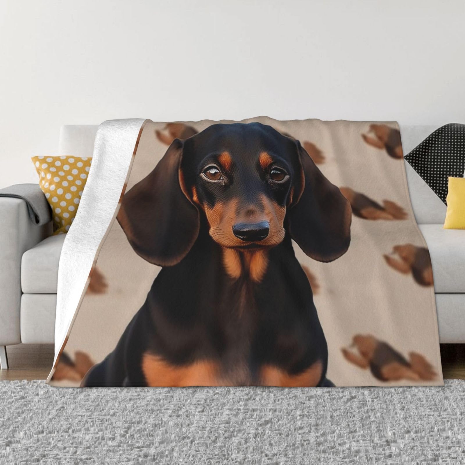 KLOPH Dachshund Dog Throw Blanket 60"x50" Flannel Fluffy Warm Blanket for Couch, Reversible Plush Blankets for Bed, Comfy Fuzzy Blanket for Sofa, Plush Lightweight-Blankets for All Season
