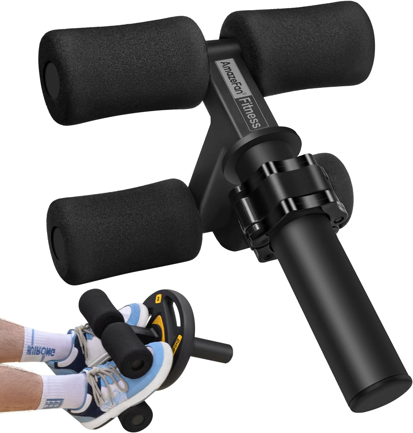 AmazeFan Tib Bar, Tibialis Trainer Leg Workout, Knees Over Toes Tibia Dorsi Calf Machine for Strength Training Calves/Shins/Ankles and Ripping Lower Leg Muscles, Fit 2" Weight Plates and All Shoe Size