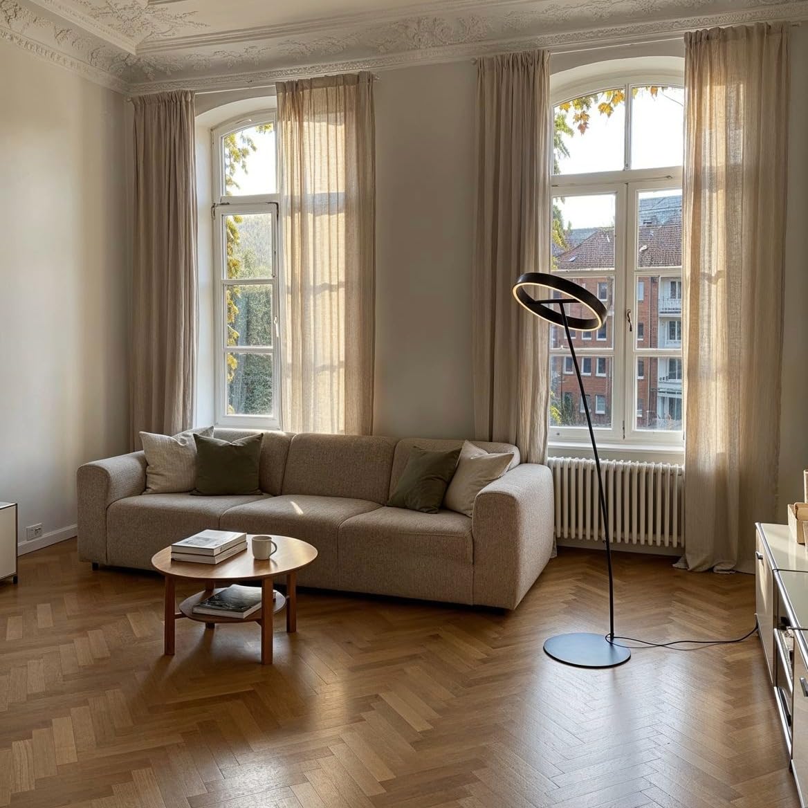 NEONA SOLA LED Stehleuchte Schwarz Aluminium Dimmbar, Stehlampe mit Fernbedienung warmweiß bis kaltweiß 180° Schwenkbar, Wohnzimmer Leselampe (Schwarz)