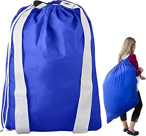 Miniatura 2 de Bolsa para ropa sucia portátil con correa para el hombro, otro, Azul, L
