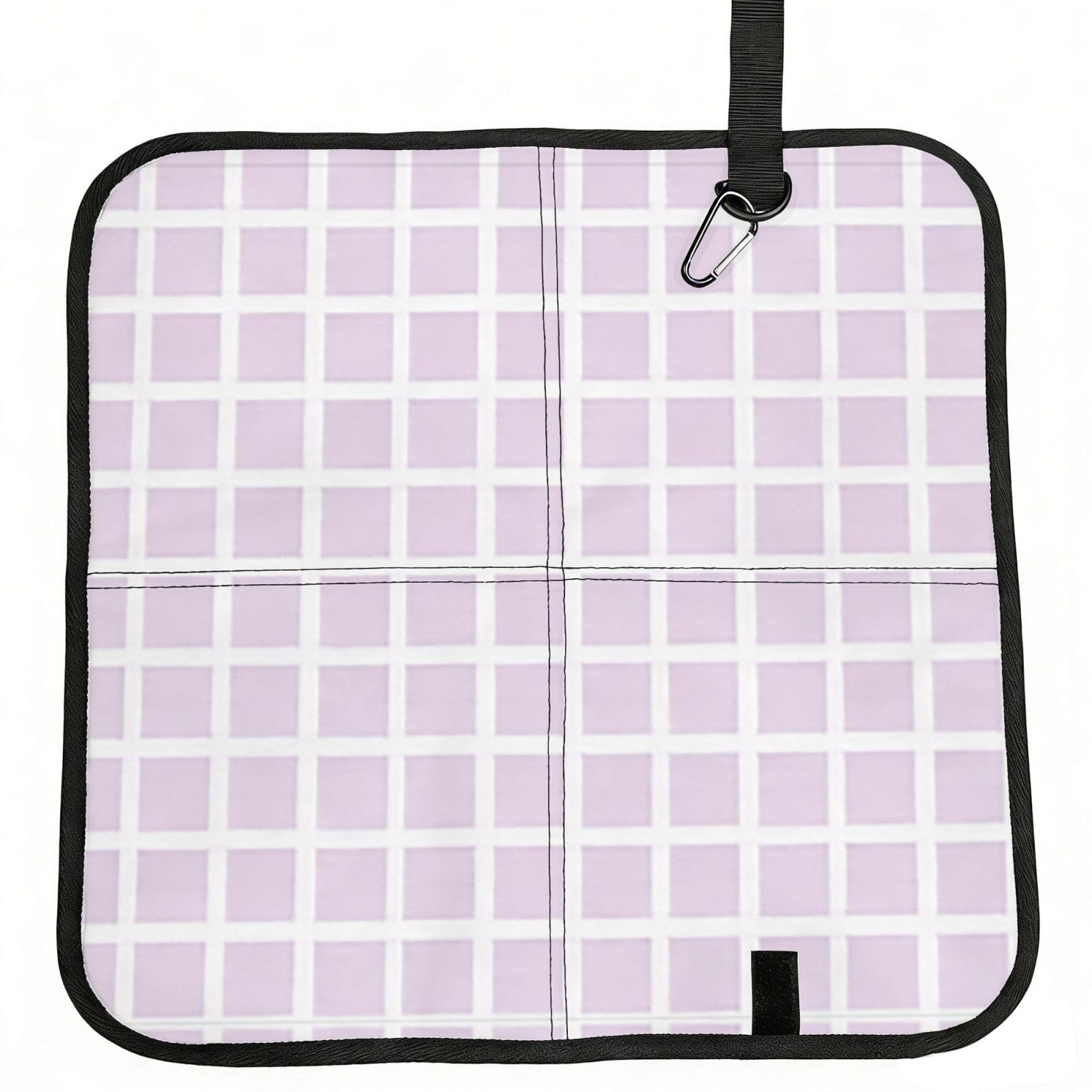 DUYIOKH Lavender Grid Print Foldable Portable Seat Cushion for World Cup Games, Camping and Outdoor Activities
