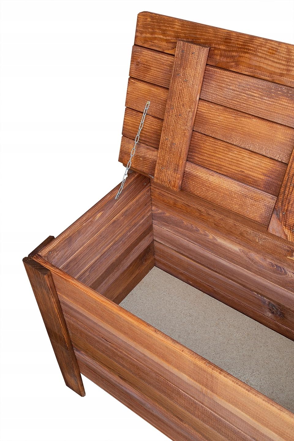 Arcón de Jardín 166 L Madera Maciza de Pino 80x52x40 cm Marrón Caja de Almacenaje para Cojines Baúl Terraza Muebles de Jardín Resistente - 3