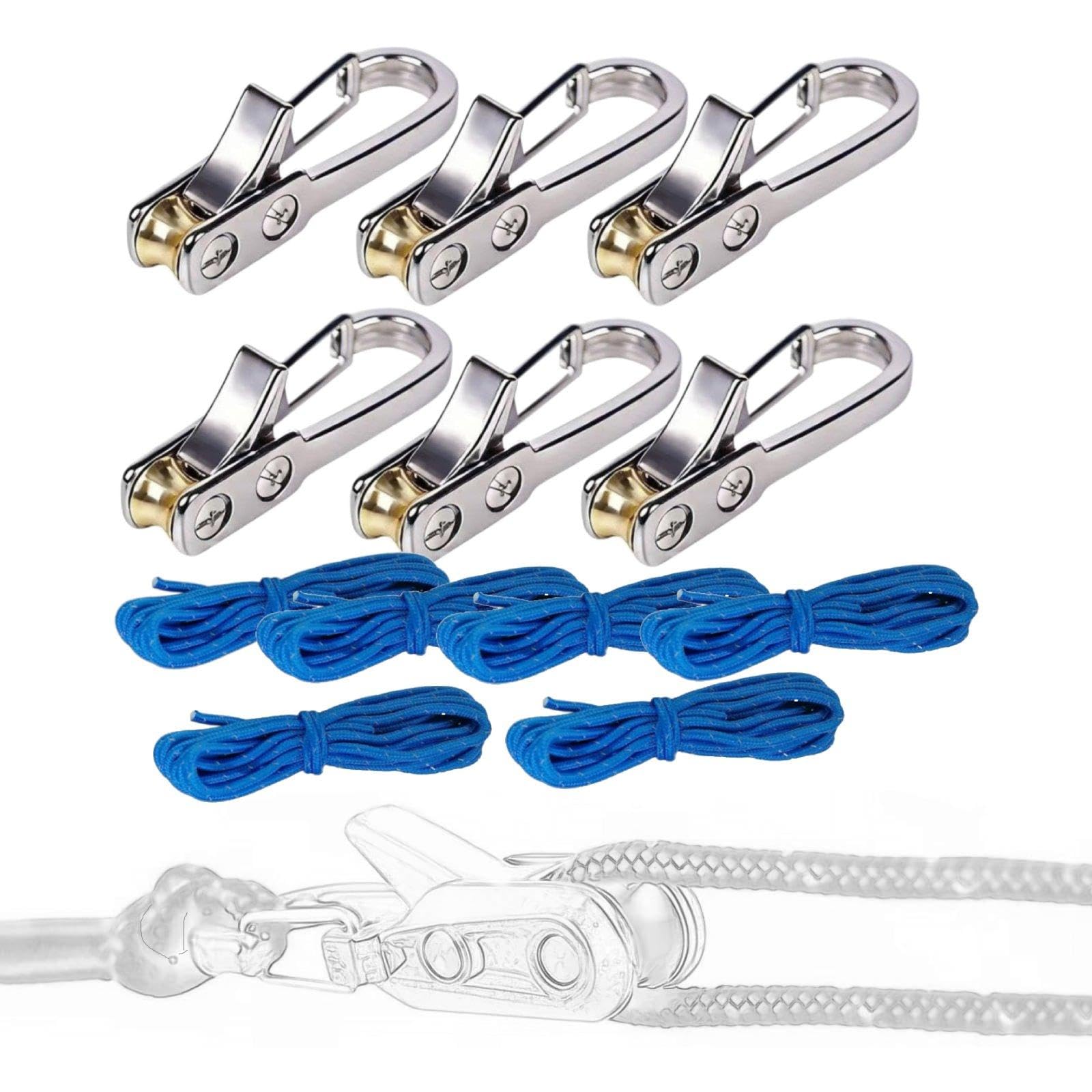 6 Pezzi Tenditore Corda con Rullo Ottone Regolatore Paracord Facile Blocca Corda Regolabile Portatile per Campeggio Viaggio in Tenda
