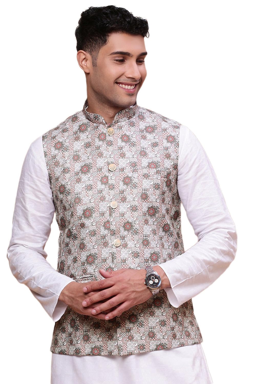 showoffff SHOWOFF Men's Woven Design Brown Slim Fit Nehru Jacket-AD-205_Brown-picture-17