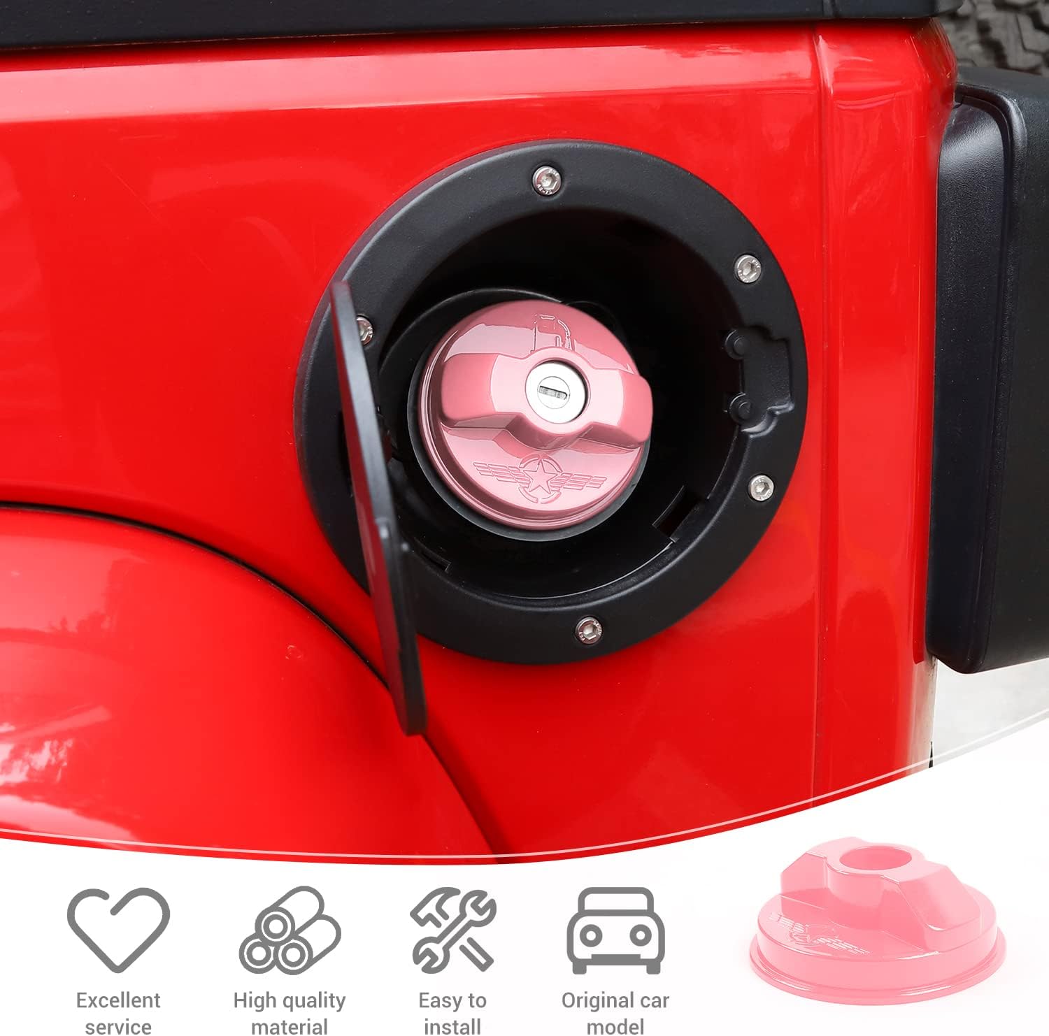 for Wrangler Gas Cap Cover Trim Compatible with Jeep Commander 2006-2010 Jeep Wrangler JK JL 2007-2023 Pink Exterior Accessories