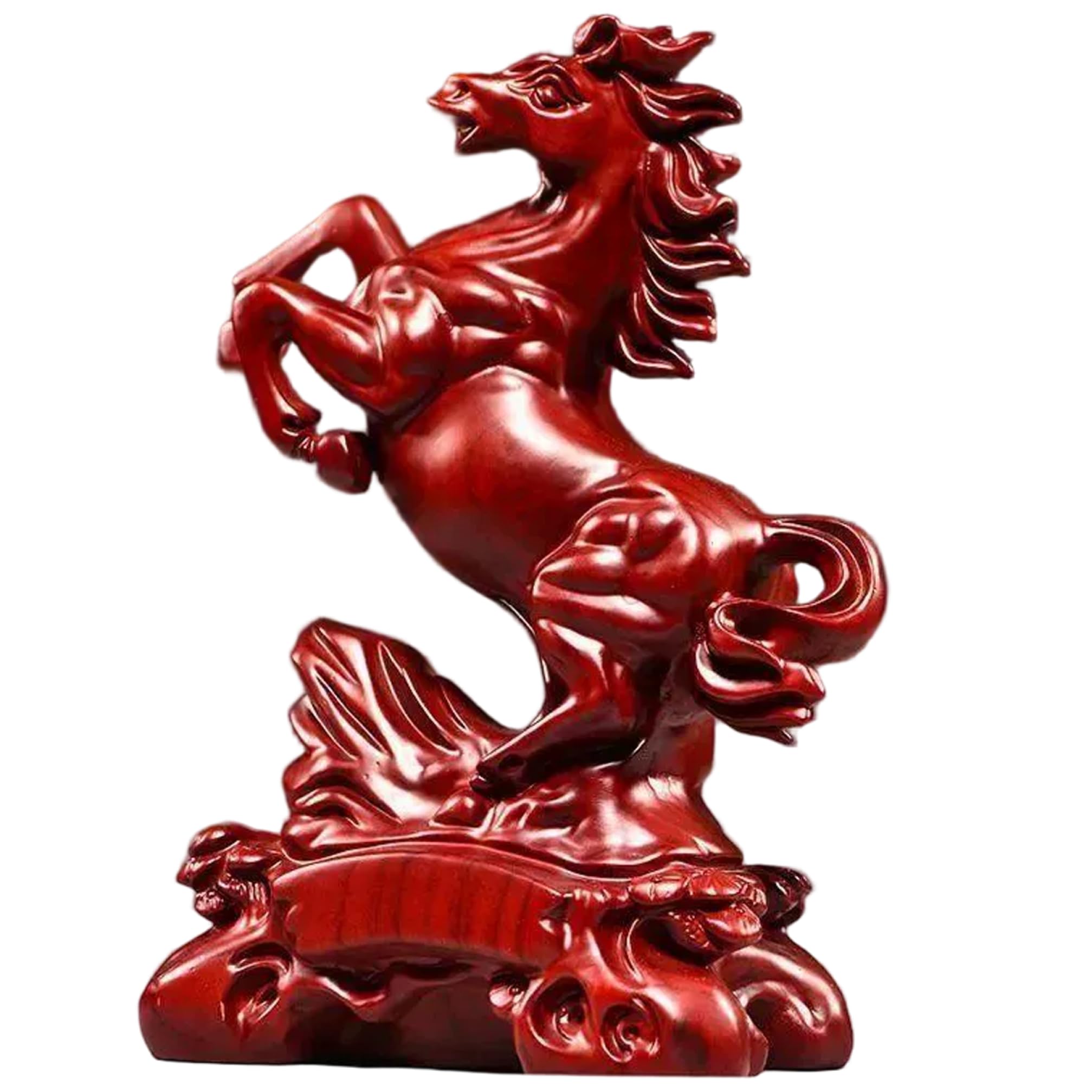 Statue de Cheval en bois du zodiaque chinois Feng Shui pour table 14 cm