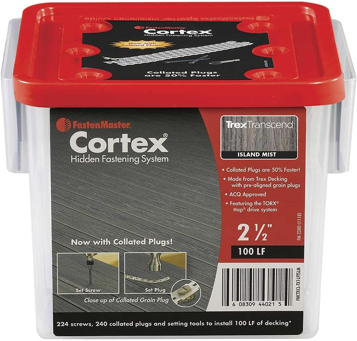 FASTENMASTER Collated Cortex for Trex Transcend Island Mist Decking with 2-1/2 inch Screws for 100 Linear Feet