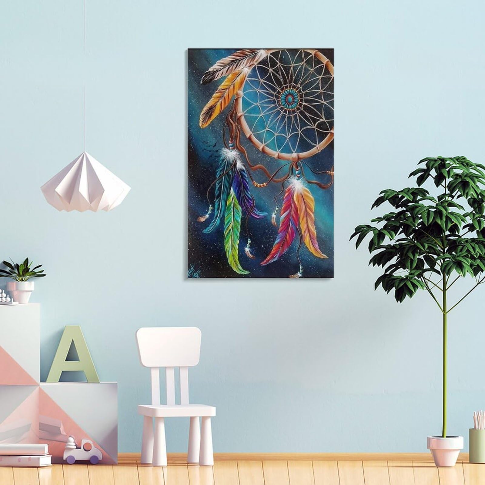 Leinwand-Kunst, Traumfänger, Heimdekoration, Gemälde für Zuhause, Schlafzimmer, Rahmen, 30,5 x 45,7 cm