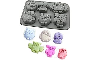 X-Haibei 6-Cell Owl Silicone Kids Soap Molds for Candy, Jelly, and Bath Time