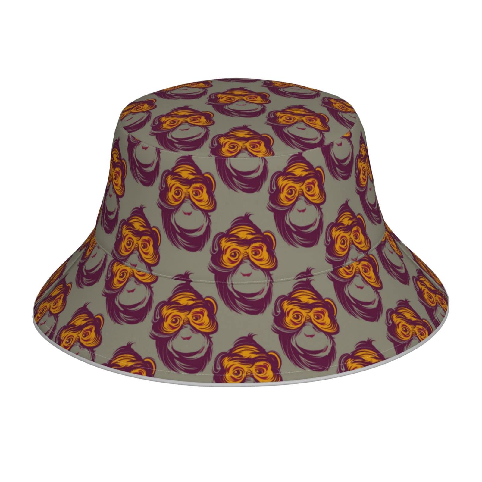 Aooedm Unisex As Pic Funny Monkey Bucket Hat Bucket Cap Print Reversible Beach Sun Hat Fisherman Cap For Women Men Black