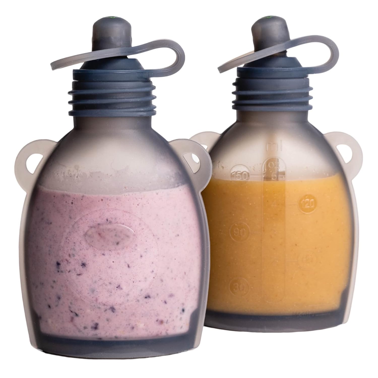 SCWEEZBABY Reusable Baby Food Pouches 2 Pack 5oz, Silicone