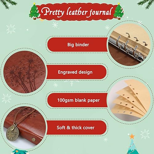 Miniatura 2 de Cuaderno de cuero diario de viaje recargable para mujeres y niñas diarios vintage para escribir carpeta A6 cuaderno de bocetos en blanco con