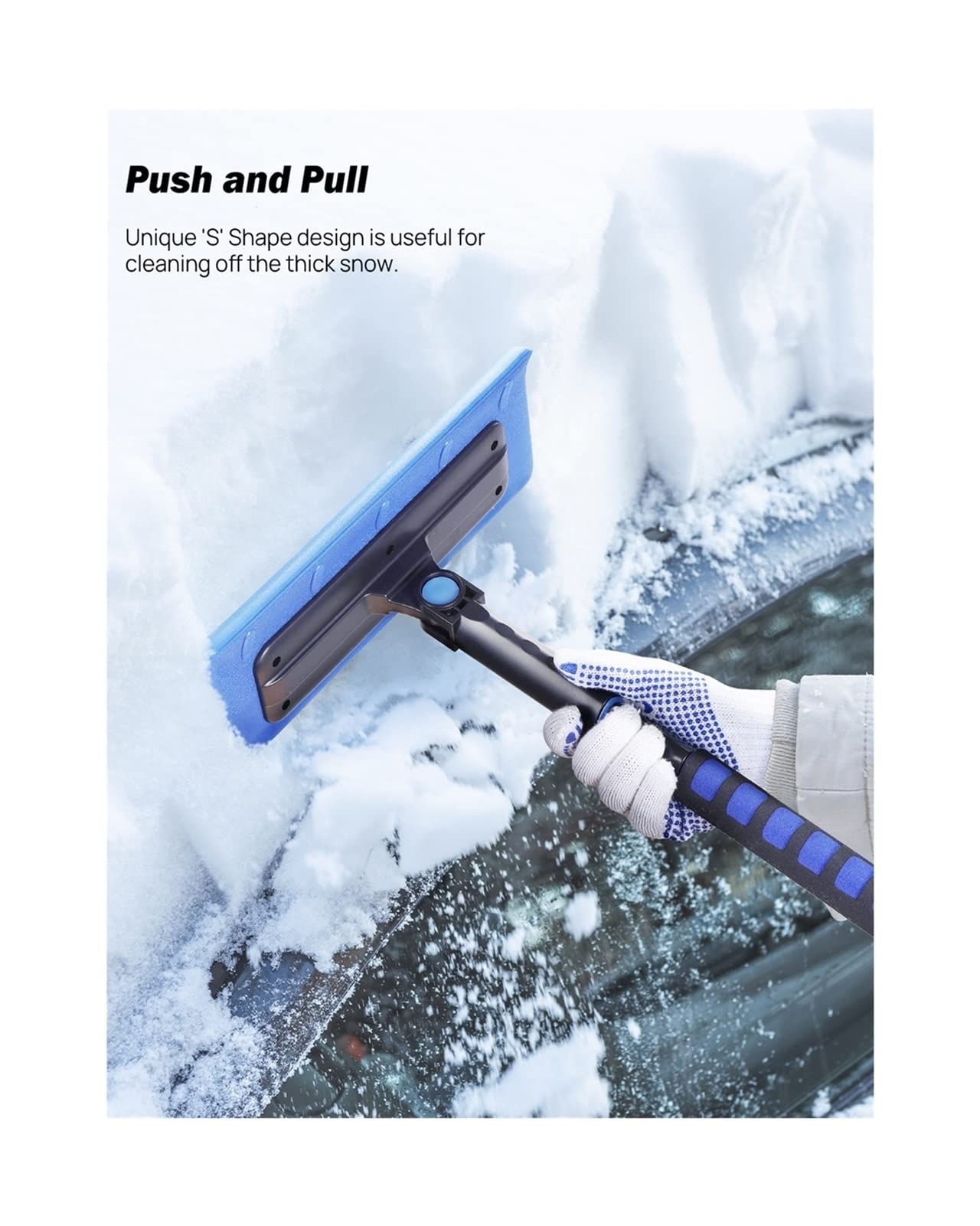 Blocs de Neige 47 Pouces 4-en-1 Pelle à Neige Extensible déneigeur déneigeur Compatible Voiture SUV Givre essuie-Glace Outil d'hiver