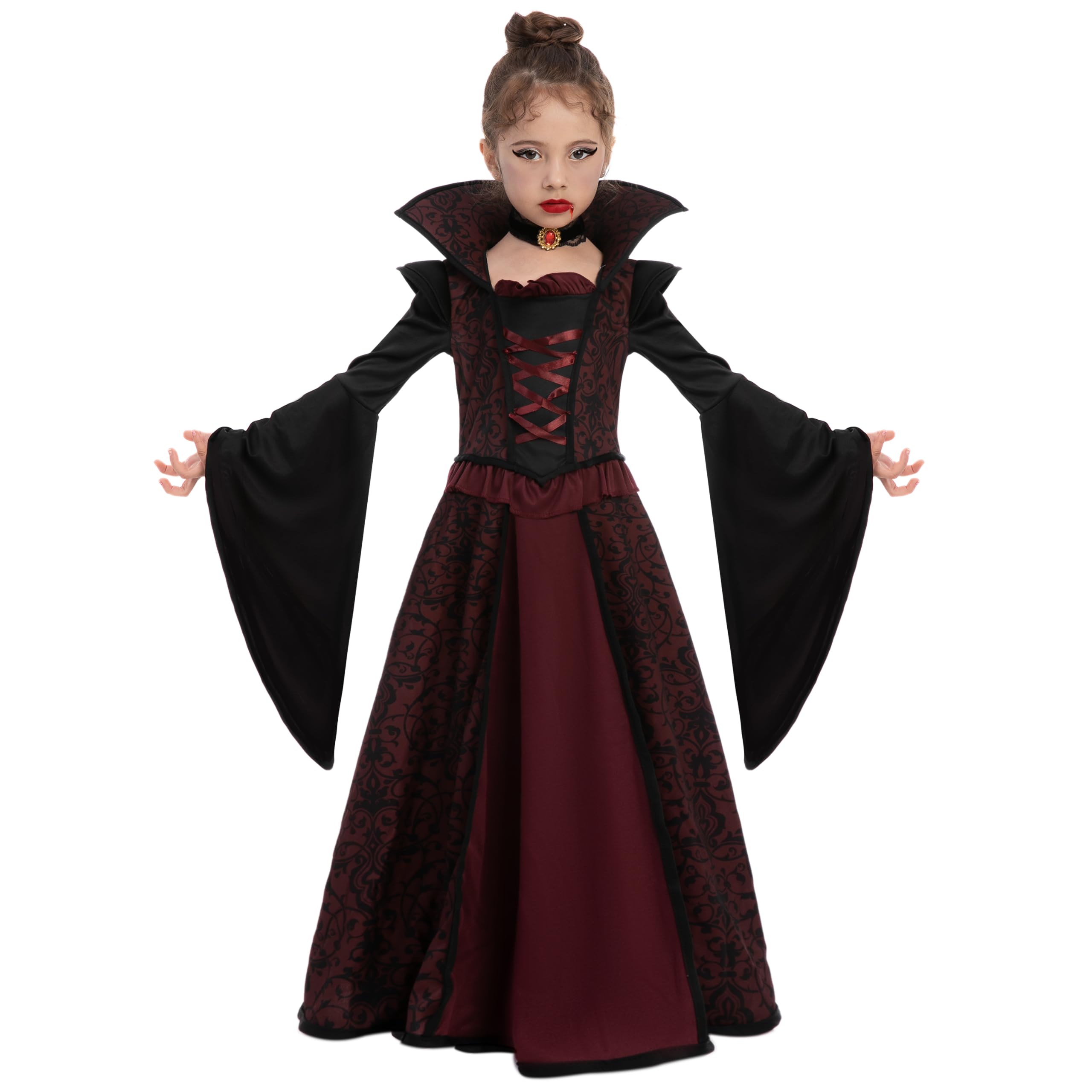 Spooktacular Creations Royal Vampire Costume Set for Girls Halloween Dress Up Party, Carnival Cosplay, Vampire-Themed Party