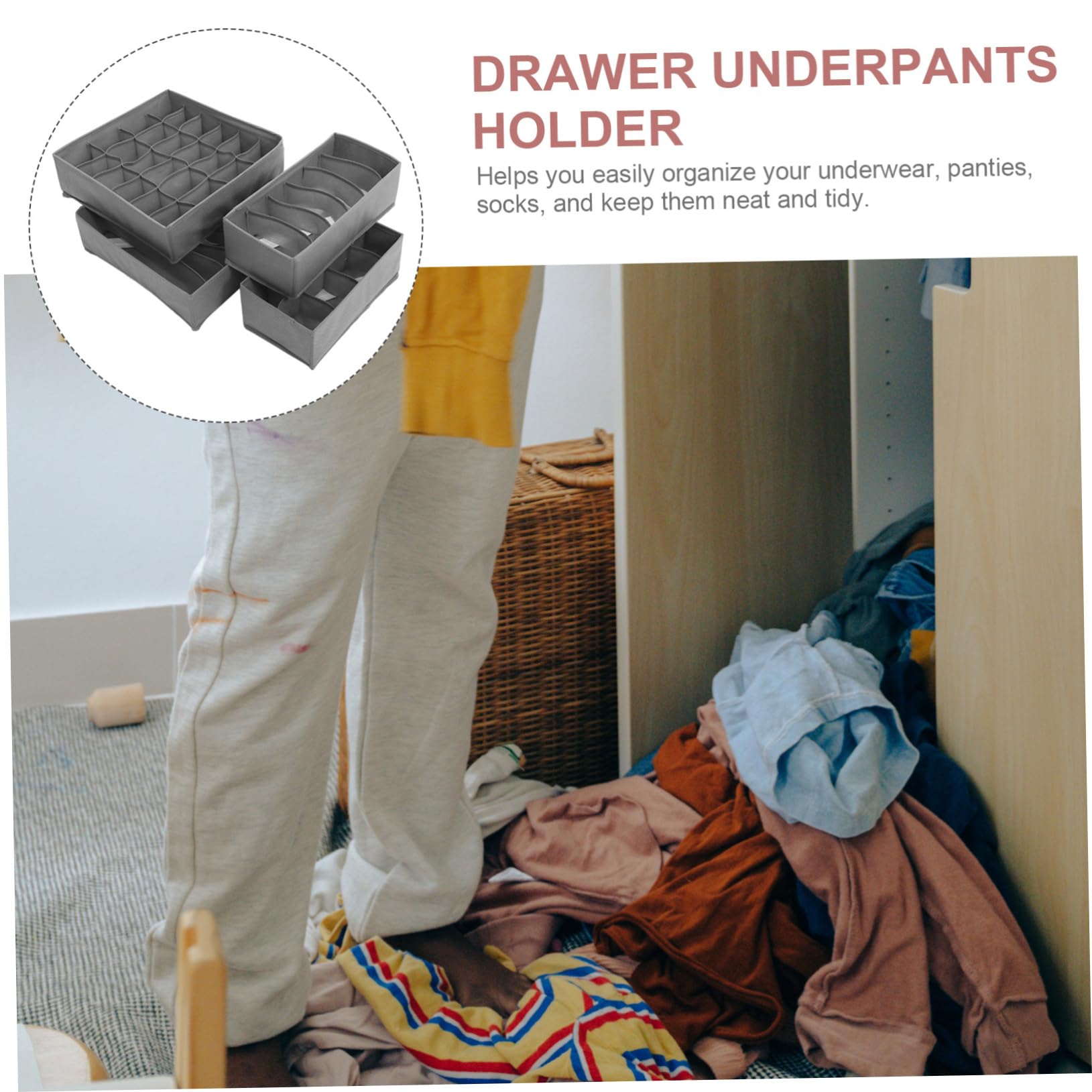 Levemolo 4 Stück-pack Aufbewahrungsboxen Aus Vliesstoff Für Unterwäsche Socken Bhs Krawatten Schals Faltbar Mit Fächern Kommode Organizer Für Kleiderschrank