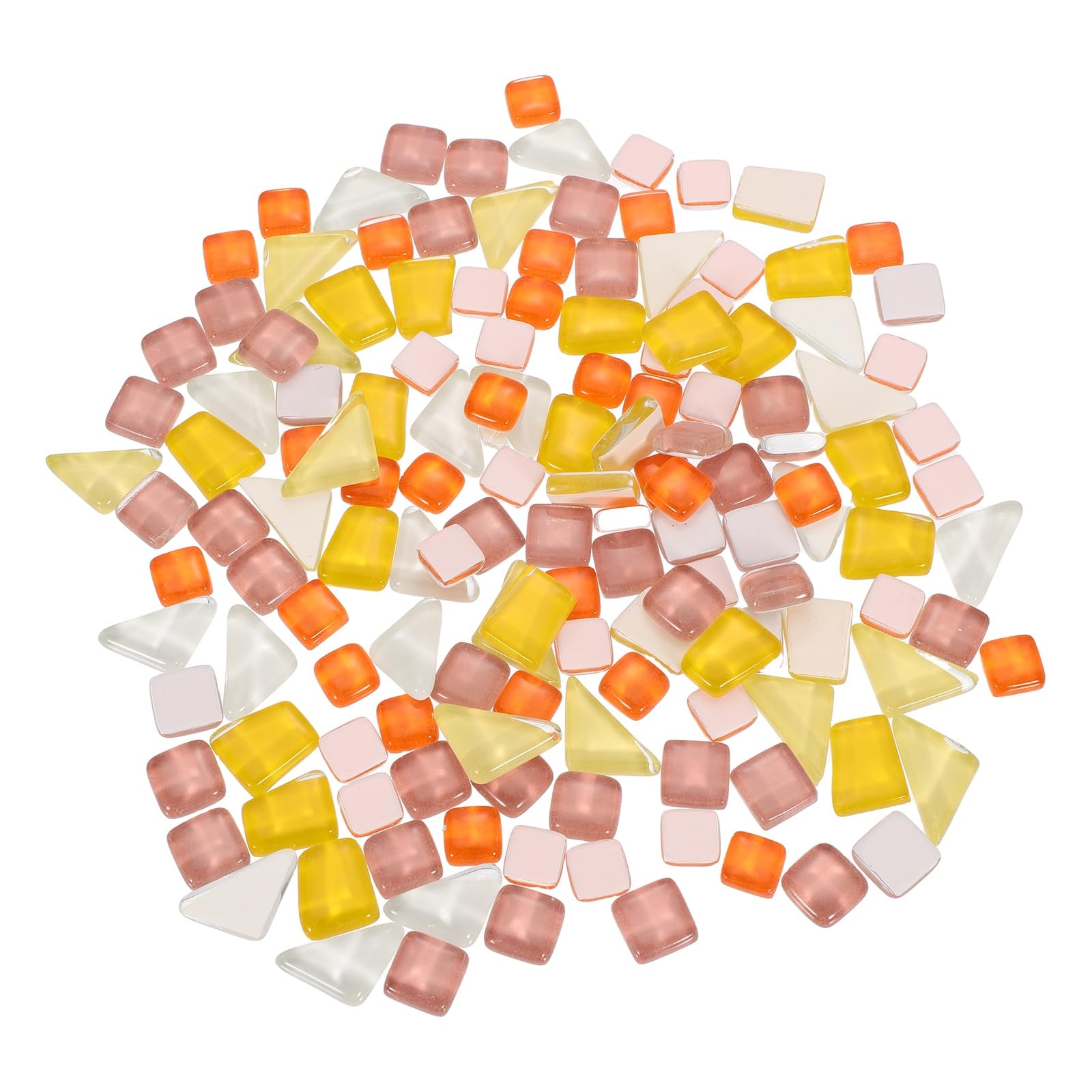 sourcing map 200g Glass Mosaic Tiles, Irregular Tiny Glass Tile Crystal Broken Mixed Shapes Mosaic Glass Pieces for Art Crafts Bulk Picture Frame Flowerpots(10 x 10mm, Pink White Orange)