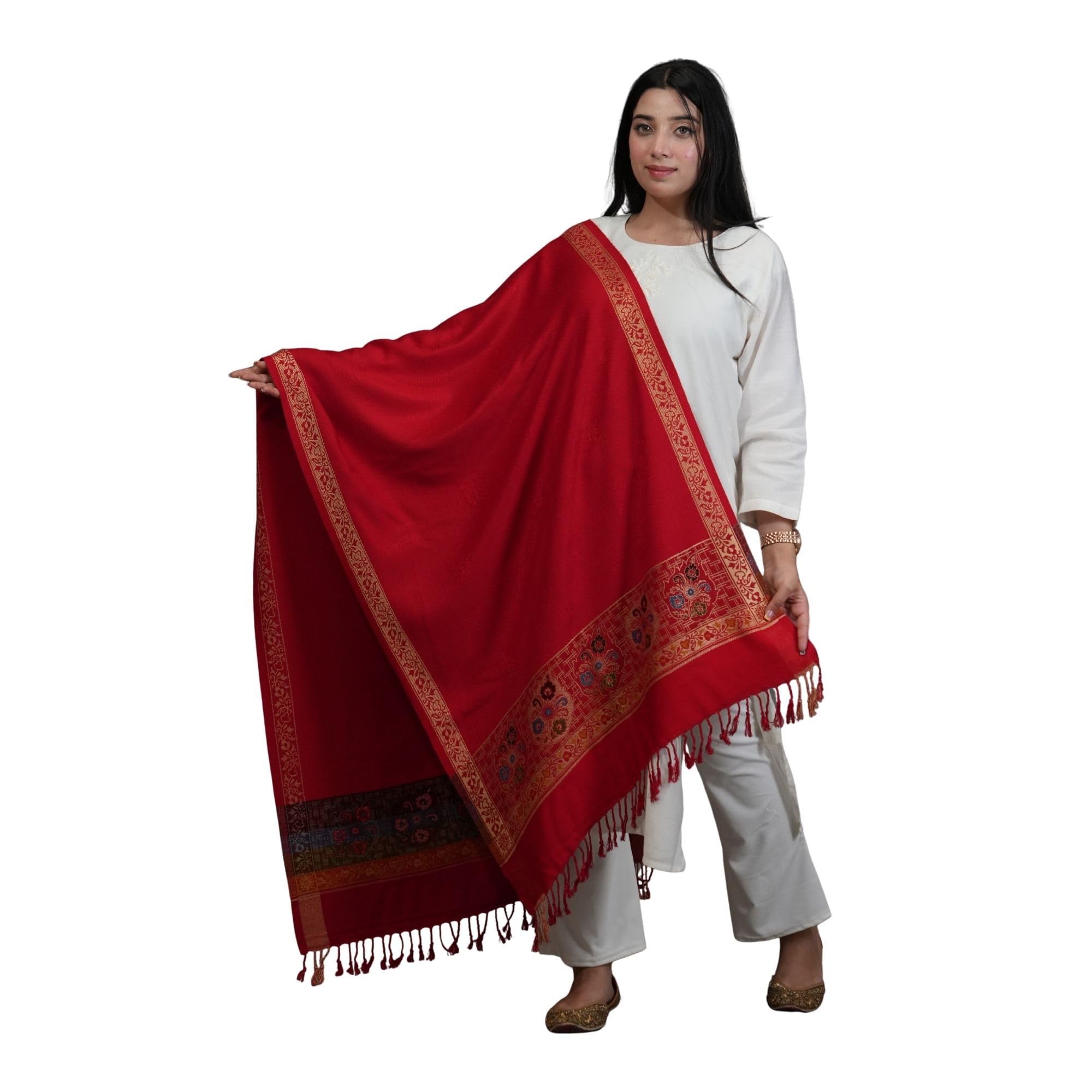 Women's Shawl Acrylic Self Design Multicolor Variant-image-19
