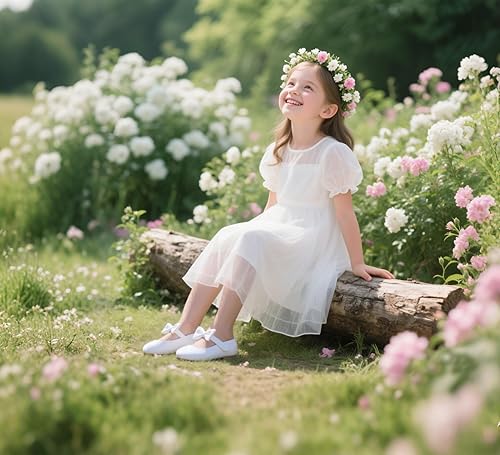 Miniatura 2 de Felix & Flora Zapatos de vestir para niñas pequeñas - Zapatos planos Mary Jane para niñas de flores, zapatos de ballet para fiestas y bodas