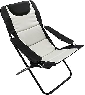 Homecall - Silla de camping plegable acolchada con respaldo ajustable (negro/crema)