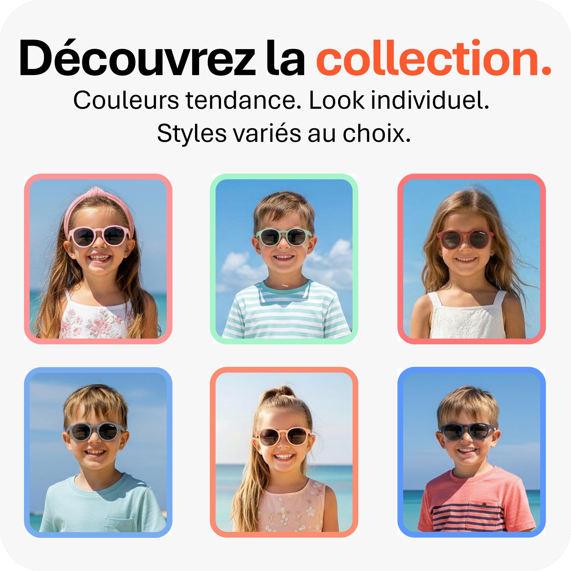 Mausito Lunettes de soleil enfant (3-6/6-9 ans) UV400 & verres catégorie 3 | Branches flexibles & légères en TPEE et polycarbonate | Design européen