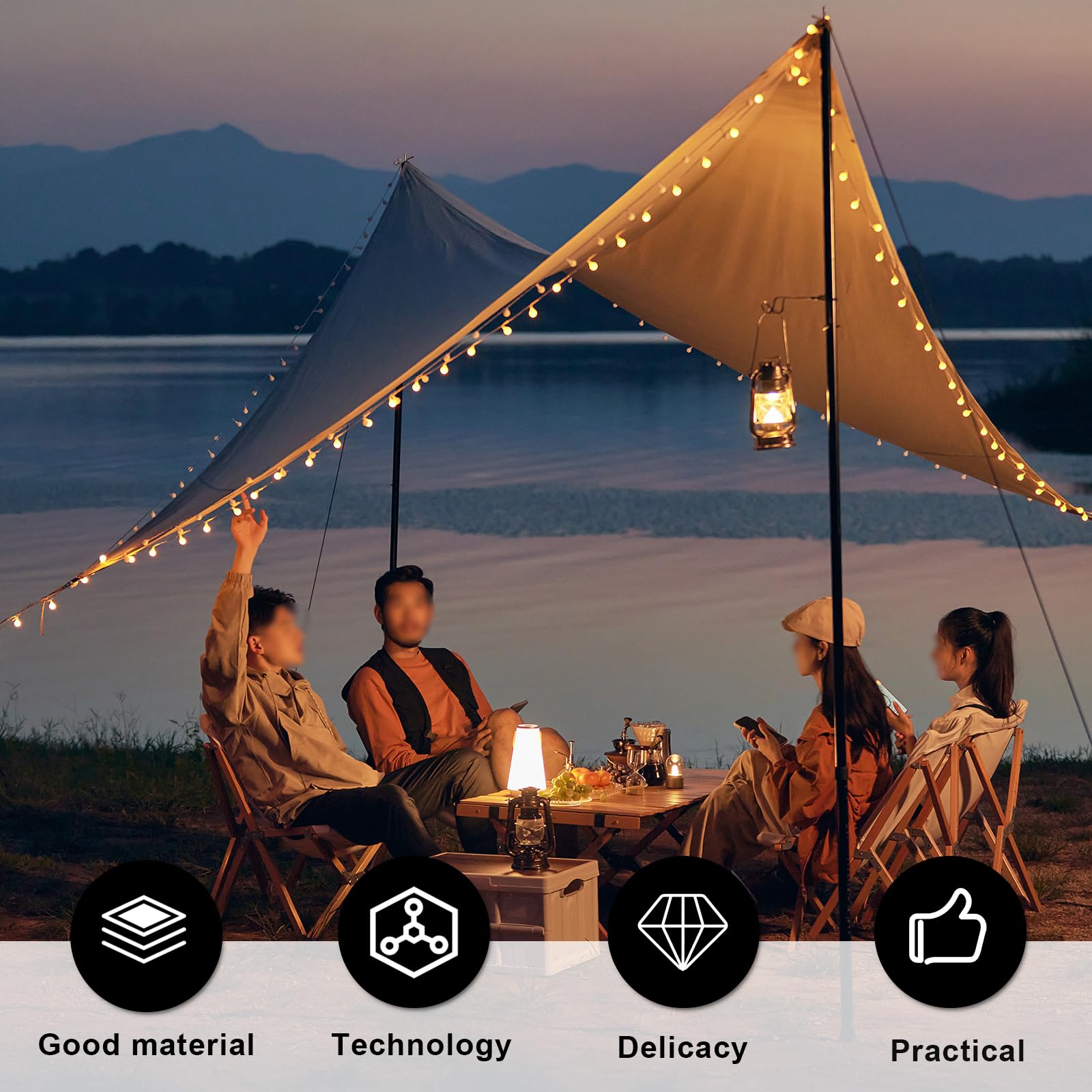 BORDEAG Zeltstangen, 2 Stück Zeltstange Teleskopstange, Höhenverstellbar 43-200 cm Sonnensegel Stange, Outdoor Camping Zeltstange Mit Aufbewahrungstasche Für Tarp, Zelt, Sonnensegel Oder Plane