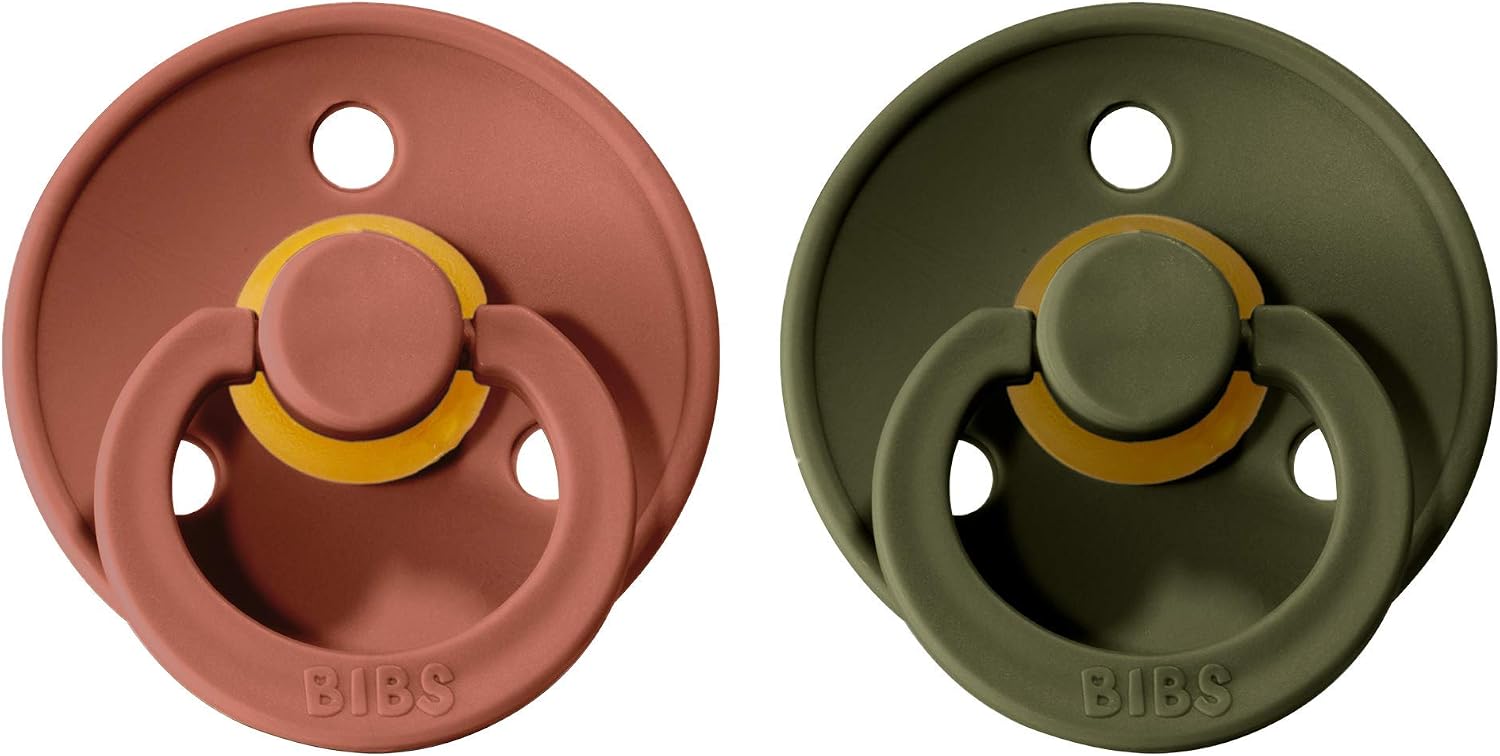 BIBS Colour Soother 2-Pack, BPA Free Dummy Pacifier, Round Nipple. Natural Rubber Latex, Size 1 (0-6 Months), Woodchuck/Hunter Green - Image 3