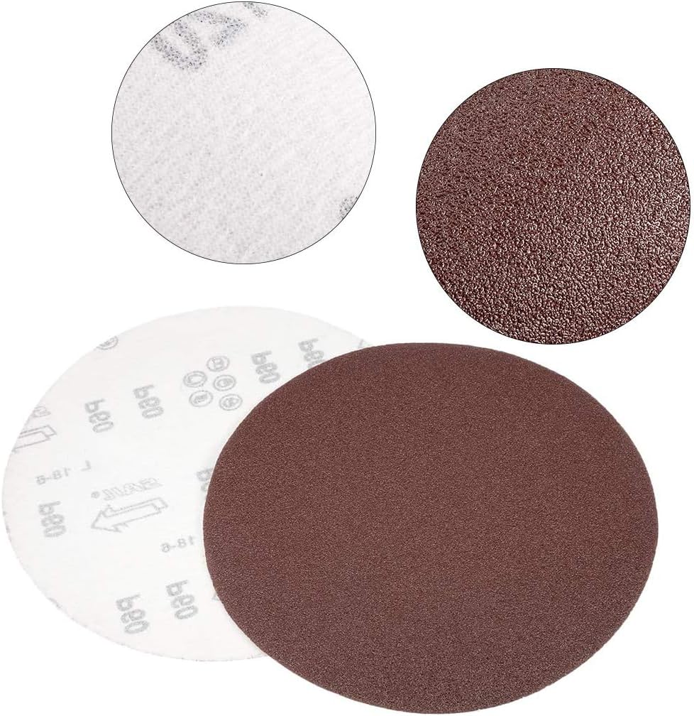 100 discos de lijado PSA de 225 mm, discos de lijado de gancho y bucle sin agujeros de 9 pulgadas, papel de lija de óxido de aluminio, discos de lijado autoadhesivos for lijar madera, pintura, plástic