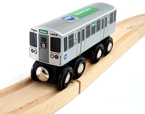 Vista 10 de Munipals Chicago Transit Authority Wood Railway Brown Line– Tren de juguete de madera probado y seguro para niños