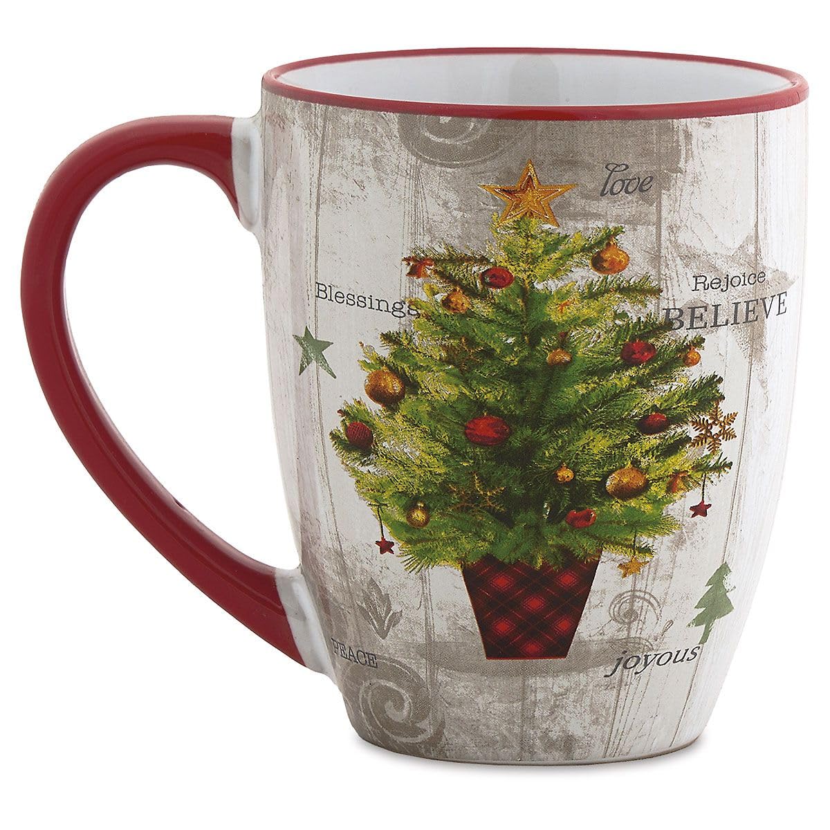 Current Ceramic Tree Mug - Set of 4, 22oz Large Ceramic Winter Christmas Mug, Microwave Safe, Hand Wash, Holiday Dishware, Festive, Bulk Pack