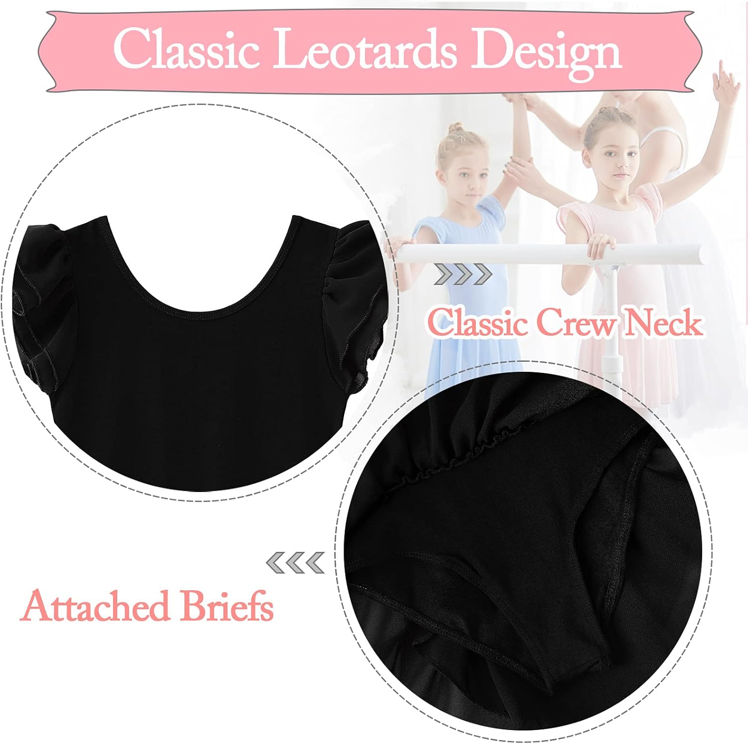 MERIABNY Girls Leotards for Dance Ruffle Sleeves Criss-cross Back Ballet Tutu Dresses for 3-9 Years Old - Image 3