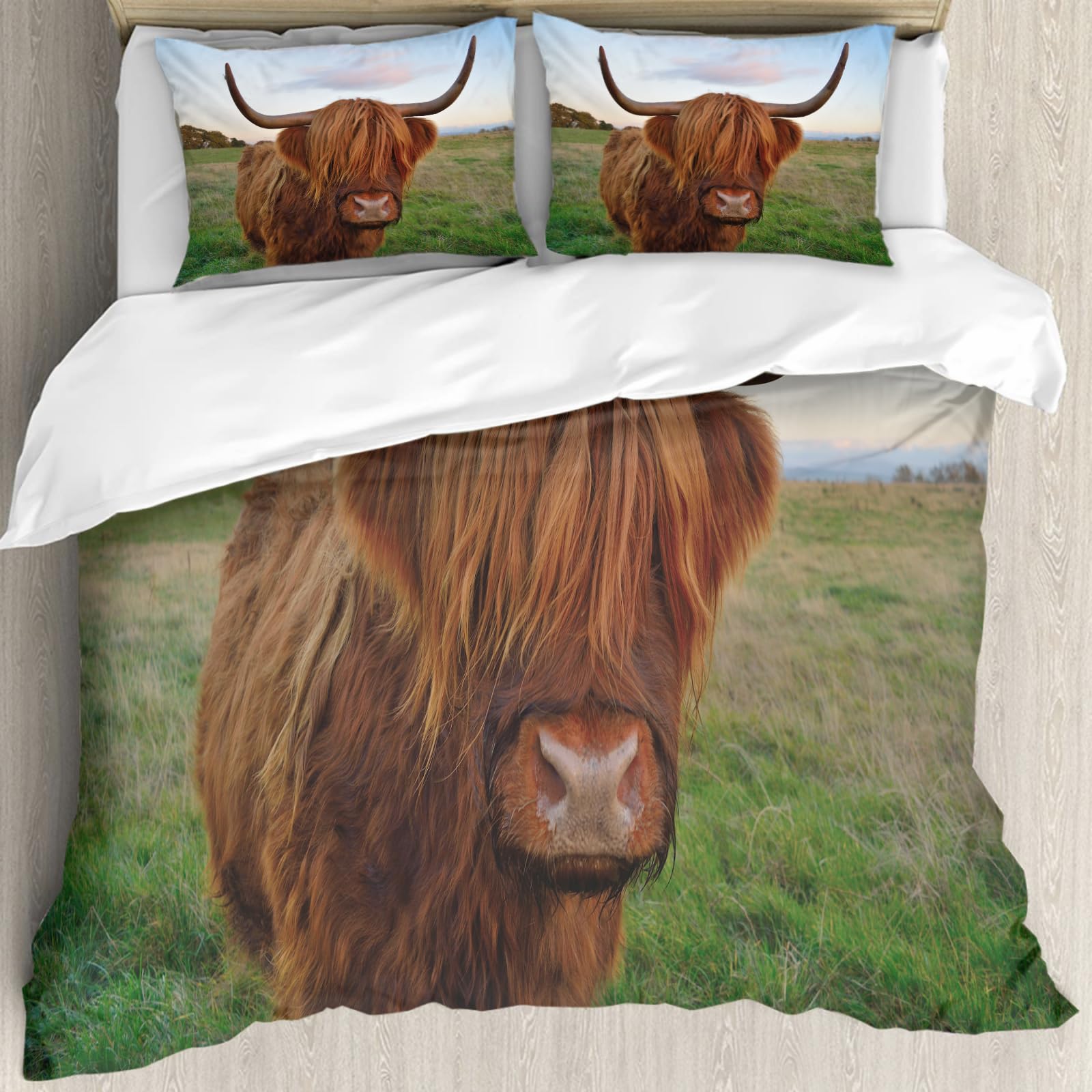 Housse de couette pour personnes allergiques 228x264 cm motif Vache Highland Cattle
