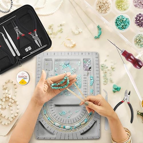 Miniatura 6 de WUCID Alicates de joyería, alicates de 3.5 pulgadas, pinzas de cabeza recta, kit de fabricación de joyas, kit de combinación de cuentas para