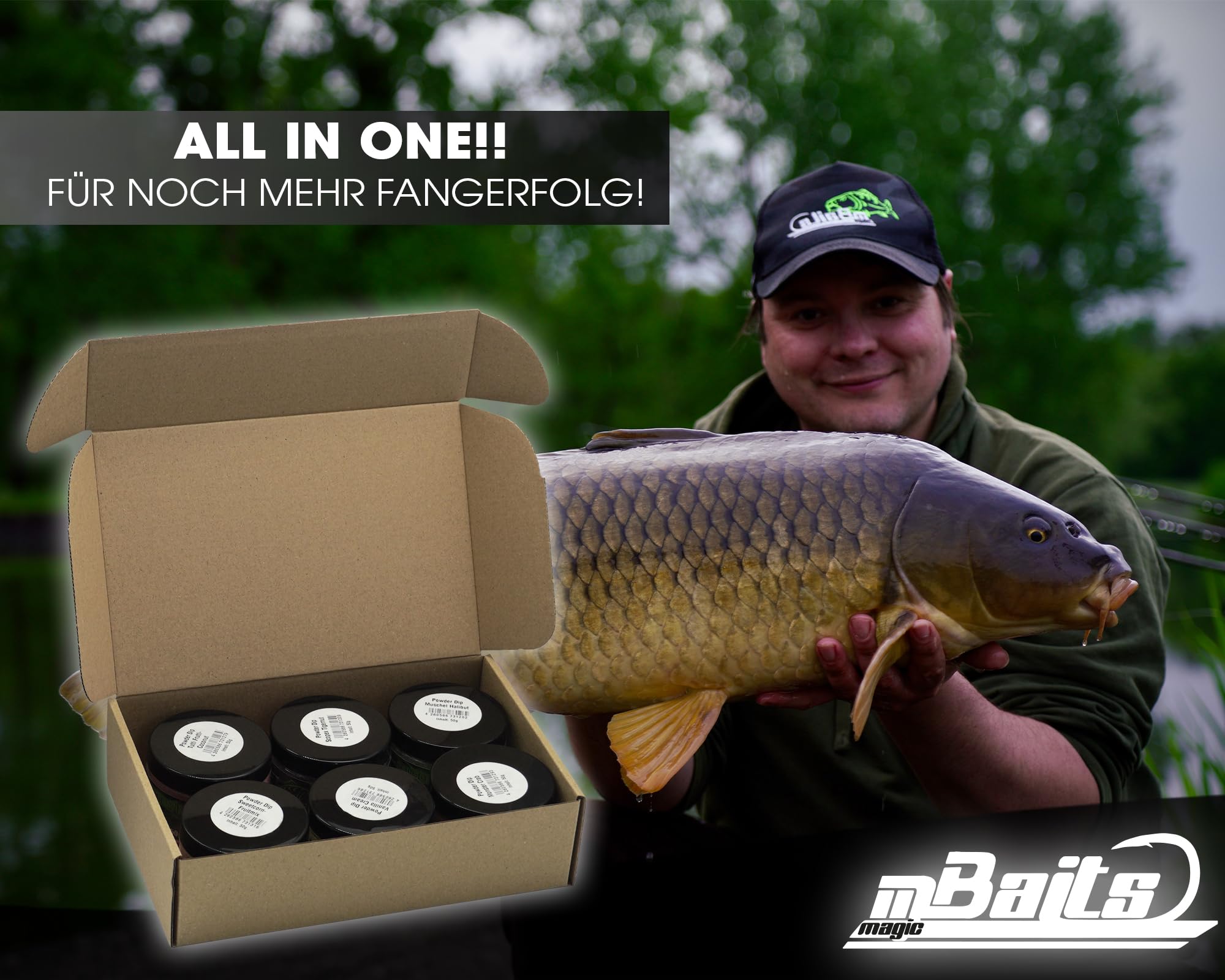 Angel-Berger Magic Baits Bait Bundle Powder Dips All in One Boiliedip Set di boiliedip in polvere