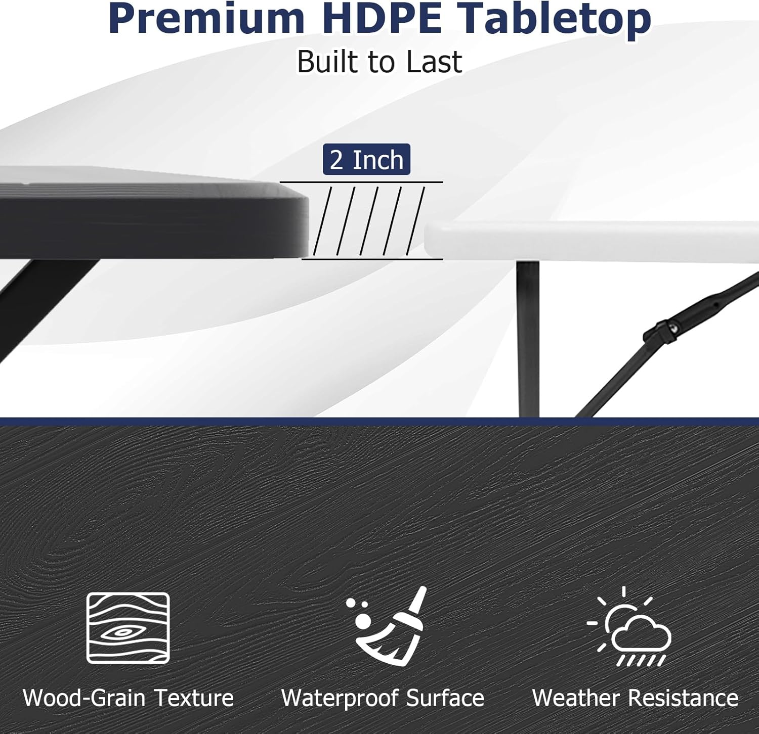 GYMAX Picnic Table, Picnic Bench Easy to Assemble w/All Weather Wood Grain Tabletop & Metal Frame, Picnic Tables for Outdoors Camping Backyard Deck Patio Poolside Dining Party