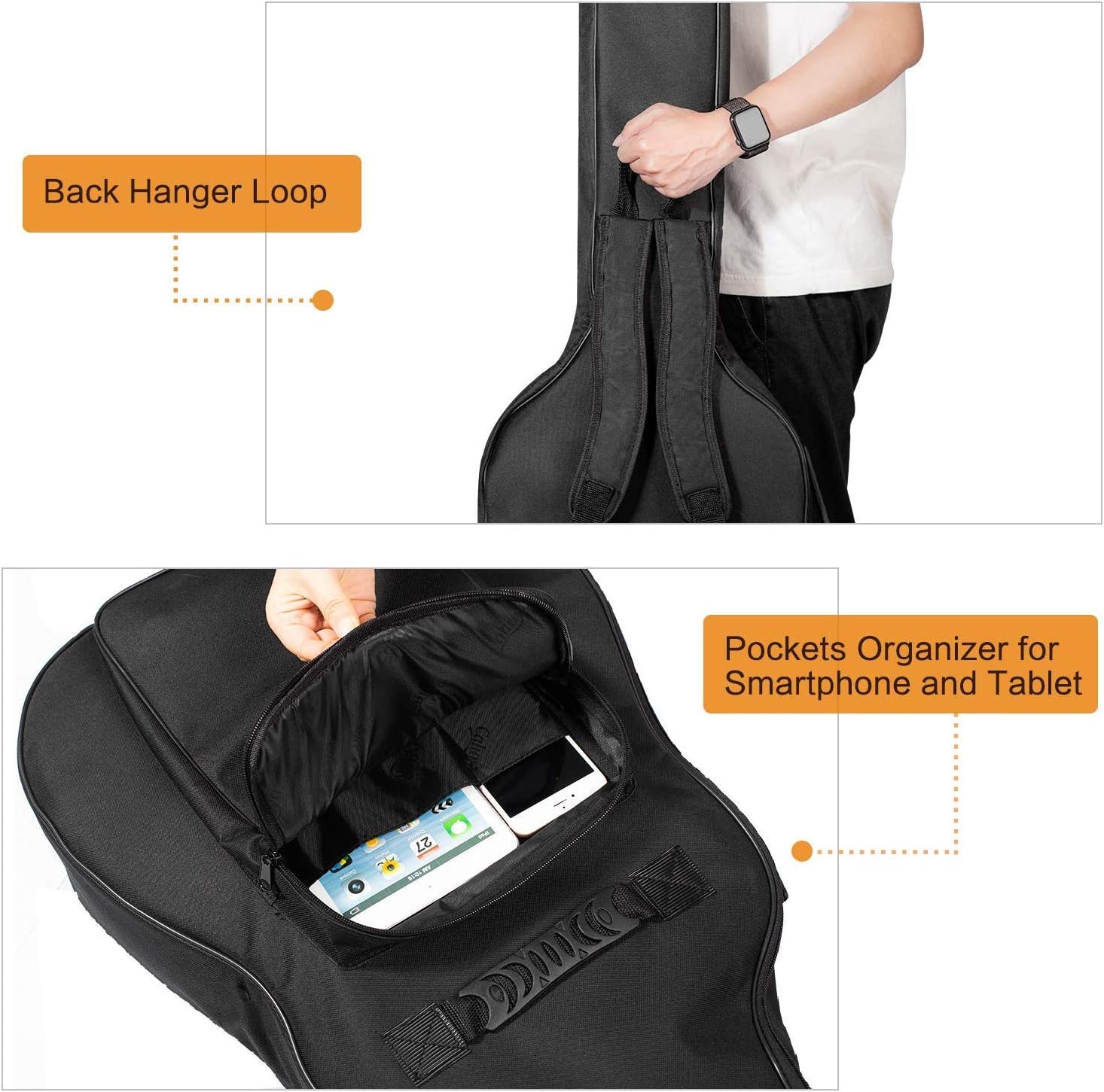 One-Day Sale: Up to 60% Off CAHAYA Guitar Bag Upgraded Premium Version for 40 41 42 Inch Acoustic Guitar Gig Bag 0.5in Thick Sponge Overly Padded Waterproof Guitar Case Soft Guitar Backpack Case