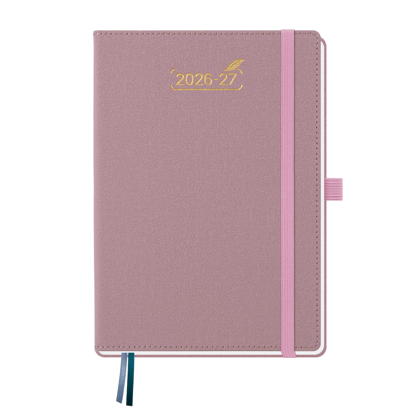 BEZEND A5 Academic Diary 2026-2027 Week to View with 2 Columns & Notes (Jul 26-Dec 27). Dual Schedule Weekly Planner for Busy People, with Pen Holder & Monthly Tabs. PU Leather Hardback, Pink