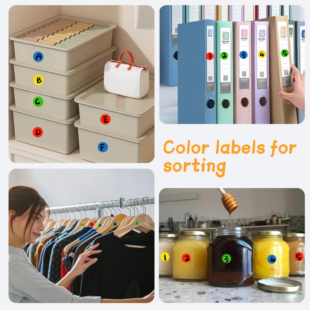 Gommettes Autocollantes Rondes Multicolores 13 mm 4000 Pièces 4 Rouleaux pour Tri Bureau Marquage Bricolage