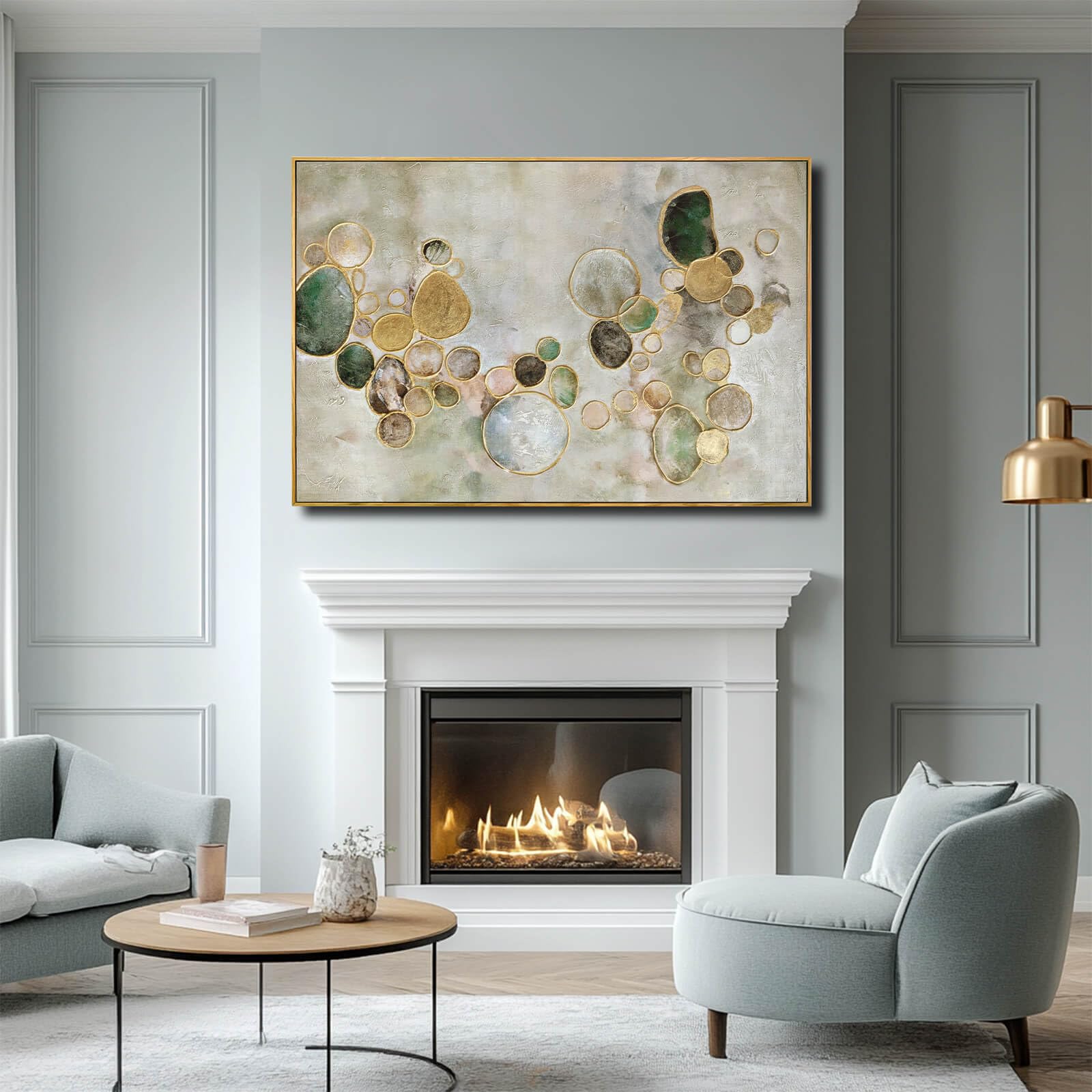 Gold Line Abstract Wall Art - Large Canvas Decor -5