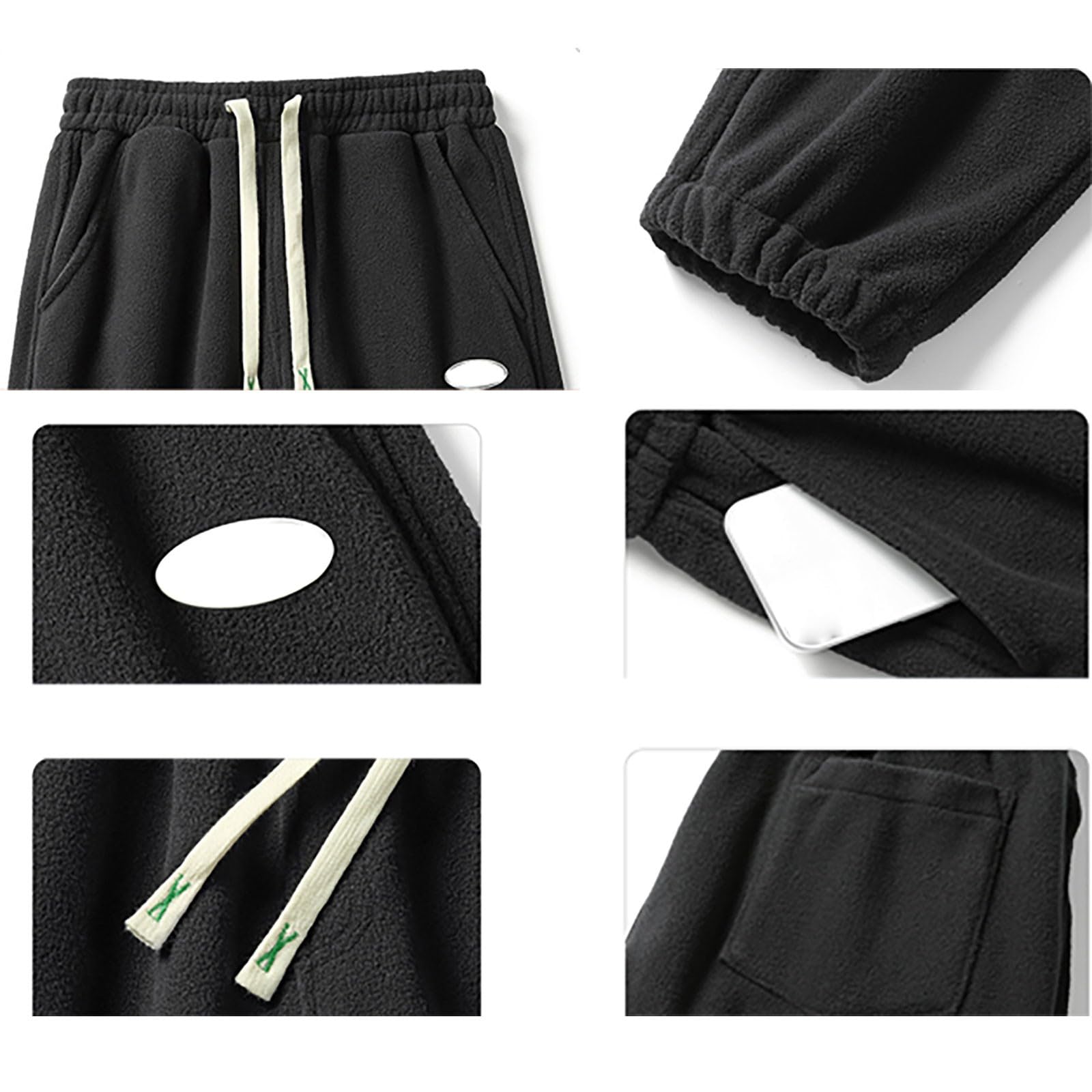 Generisch Pantaloni termici da uomo invernali, lunghi in pile, pantaloni da neve, tinta unita, per il tempo libero, con coulisse, pantaloni invernali con design termoretraibile (disponibile in taglie