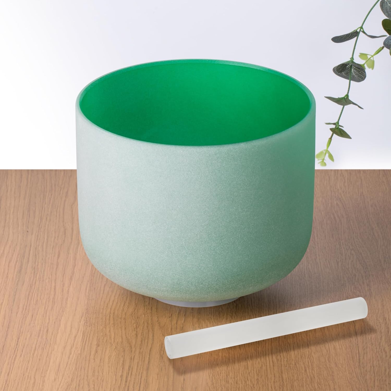 432hz 8 inch Green F Note Heart Chakra Quartz Crystal Singing Bowl with Resonance Striker for Healing Mindfulness Meditation Yoga Sound Baths